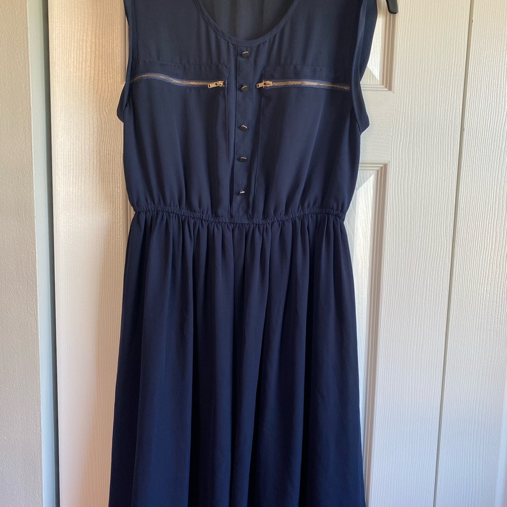 Altar’d State Size Large Navy Sleeveless Dress with Gold Accents